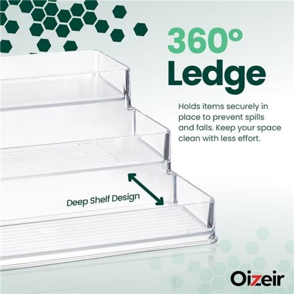 Clear Acrylic Spice Rack 2 Pack 3 Tier Organizer Shelf for Kitchen Cabinet Stora - Picture 4 of 7